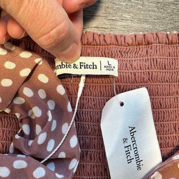 NWT Abercrombie & Fitch Short Sleeve Polka Dot Dress Ruffle Hem Large - Picture 8 of 15